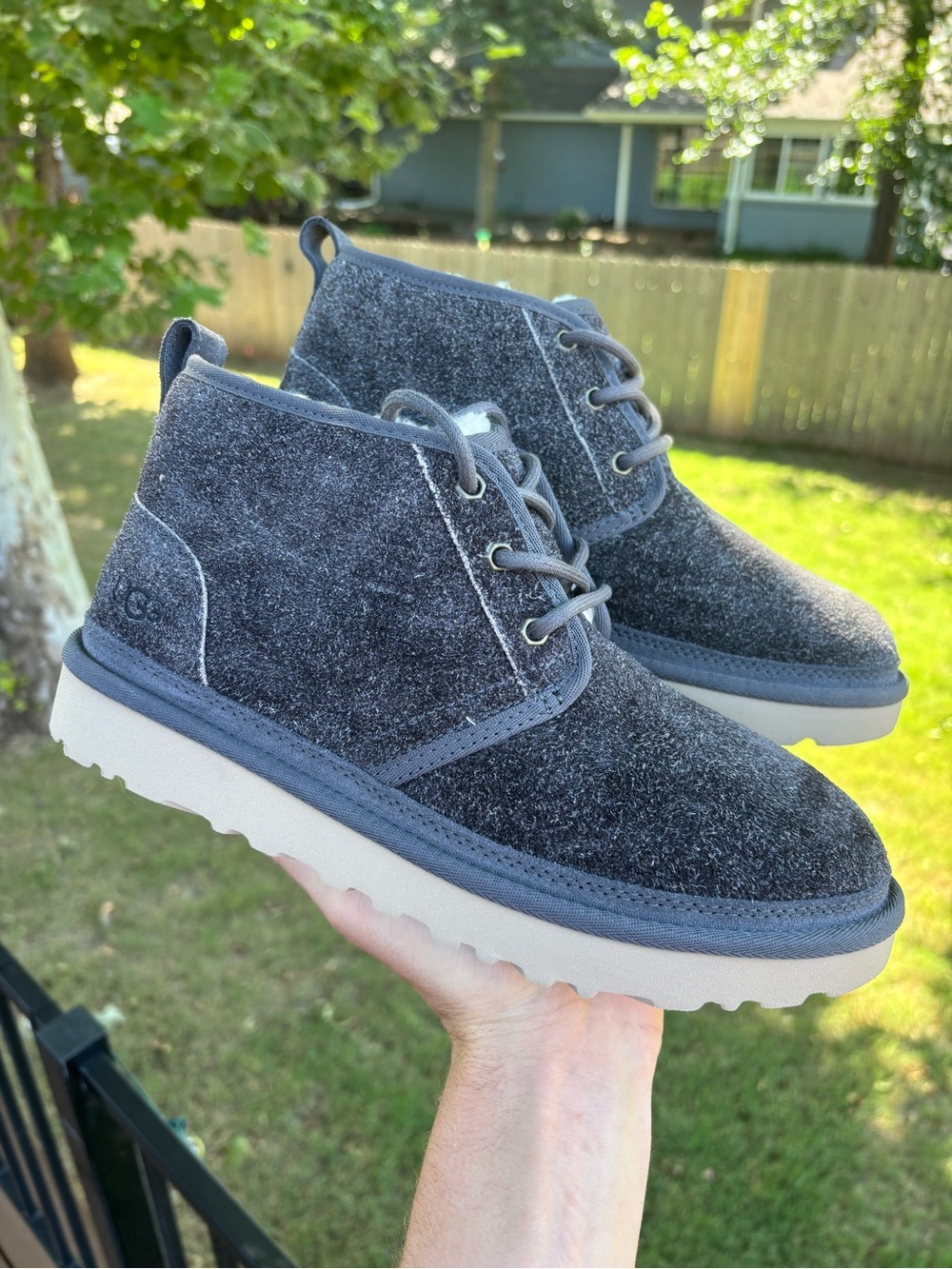 UGG Neumel Shaggy Suede ‘Grey’ Men’s Size 8 Chukka Boots NEW | 1158219-DGR